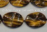 CTE832 15.5 inches 18*25mm wavy oval yellow tiger eye beads