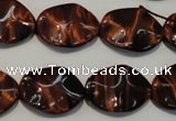 CTE859 15.5 inches 15*20mm wavy oval red tiger eye beads