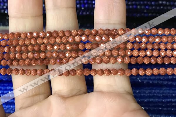 CTG1190 15.5 inches 3mm faceted round goldstone beads wholesale