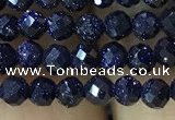 CTG1191 15.5 inches 3mm faceted round blue goldstone beads