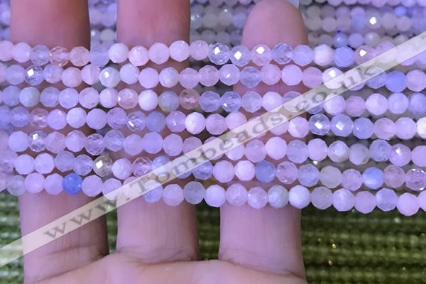 CTG1206 15.5 inches 4mm faceted round tiny morganite beads