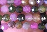 CTG1511 15.5 inches 3mm faceted round tourmaline beads wholesale