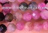 CTG1543 15.5 inches 4mm faceted round tourmaline beads wholesale