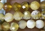 CTG1558 15.5 inches 4mm faceted round yellow opal beads
