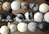 CTG3563 15.5 inches 4mm faceted round black picasso jasper beads
