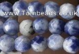 CTG3572 15.5 inches 4mm faceted round blue spot stone beads