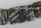 CTJ260 15.5 inches 20*30mm flat tube black water jasper beads