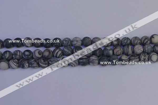 CTJ403 15.5 inches 10mm round matte black water jasper beads