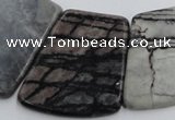 CTJ75 Top drilled 20*25mm - 26*32mm trapezoid black water jasper beads
