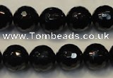 CTO110 15.5 inches 12mm faceted round natural black tourmaline beads