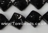 CTO130 15.5 inches 15*15mm twisted diamond black tourmaline beads