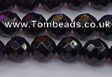 CTO137 15.5 inches 8mm faceted round black tourmaline beads