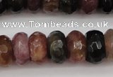 CTO378 15.5 inches 6*10mm faceted rondelle natural tourmaline beads