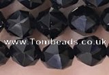 CTO717 15.5 inches 8mm faceted nuggets black tourmaline beads