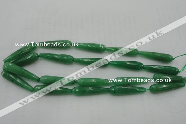 CTR50 15.5 inches 10*40mm faceted teardrop green aventurine beads