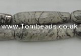 CTR54 15.5 inches 10*40mm faceted teardrop grey picture jasper beads
