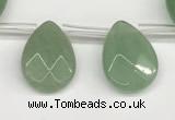 CTR696 Top drilled 12*16mm faceted briolette green aventurine beads