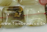 CTS53 15.5 inches 25*25mm square tigerskin glass beads wholesale
