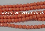 CTU1320 15.5 inches 3mm faceted round synthetic turquoise beads