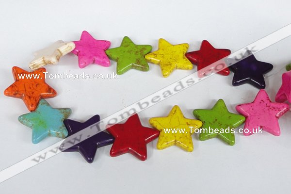 CTU730 15.5 inches 35*35mm star dyed turquoise beads wholesale