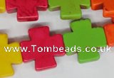 CTU732 15.5 inches 20*20mm cross dyed turquoise beads wholesale