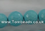 CTU916 15.5 inches 16mm faceted round synthetic turquoise beads