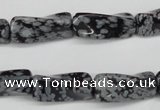CTW122 15.5 inches 10*20mm twisted trihedron snowflake obsidian beads