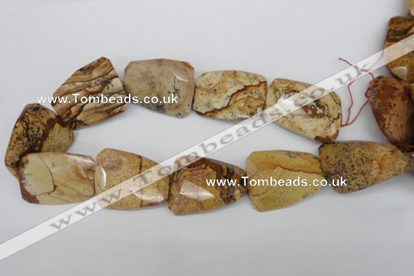 CTW425 15.5 inches 32*42mm faceted & twisted picture jasper beads