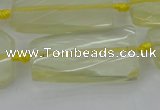 CTW455 20*38mm faceted & twisted rectangle lemon quartz beads