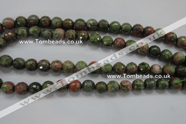 CUG303 15.5 inches 10mm faceted round unakite gemstone beads