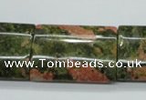 CUG72 15.5 inches 22*30mm flat tube unakite gemstone beads