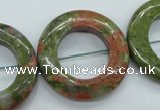 CUG76 15.5 inches 30mm donut unakite gemstone beads wholesale