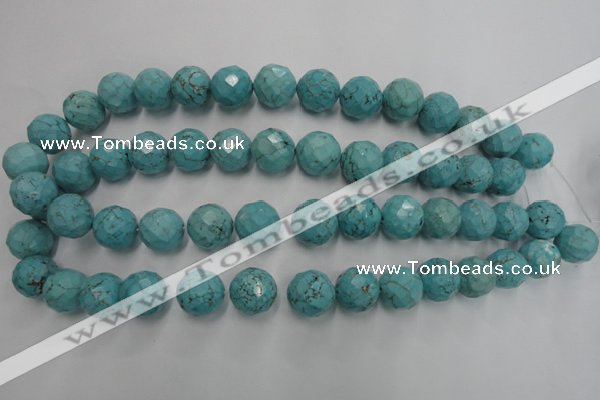 CWB425 15.5 inches 14mm faceted round howlite turquoise beads