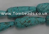 CWB472 15.5 inches 10*30mm faceted teardrop howlite turquoise beads