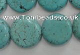 CWB707 15.5 inches 20mm flat round howlite turquoise beads