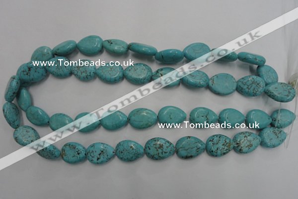 CWB724 15.5 inches 13*18mm flat teardrop howlite turquoise beads