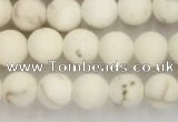 CWB811 15.5 inches 4mm round matte white howlite turquoise beads