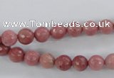 CWF01 15.5 inches 6mm faceted round pink wooden fossil jasper beads