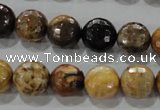 CWJ306 15.5 inches 12mm faceted round wood jasper gemstone beads