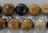 CWJ308 15.5 inches 15mm faceted round wood jasper gemstone beads
