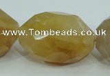 CYC130 15.5 inches 26*38mm faceted nuggets yellow crystal quartz beads