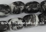 CZJ235 15.5 inches 13*18mm nugget black & white zebra jasper beads