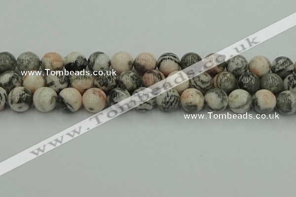 CZJ555 15.5 inches 14mm round pink zebra jasper beads wholesale