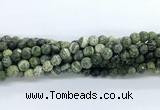 CZJ581 15.5 inches 6mm faceted round green zebra jasper gemstone beads