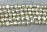FWP245 15 inches 8mm - 9mm baroque white freshwater pearl strands