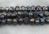 FWP263 15 inches 11mm - 12mm baroque black freshwater pearl strands
