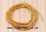 GMN7209 4mm faceted round tiny yellow jade beaded necklace jewelry