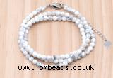 GMN7211 4mm faceted round tiny white howlite beaded necklace jewelry