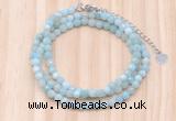 GMN7213 4mm faceted round tiny amazonite beaded necklace jewelry