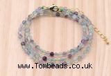 GMN7214 4mm faceted round tiny fluorite beaded necklace jewelry